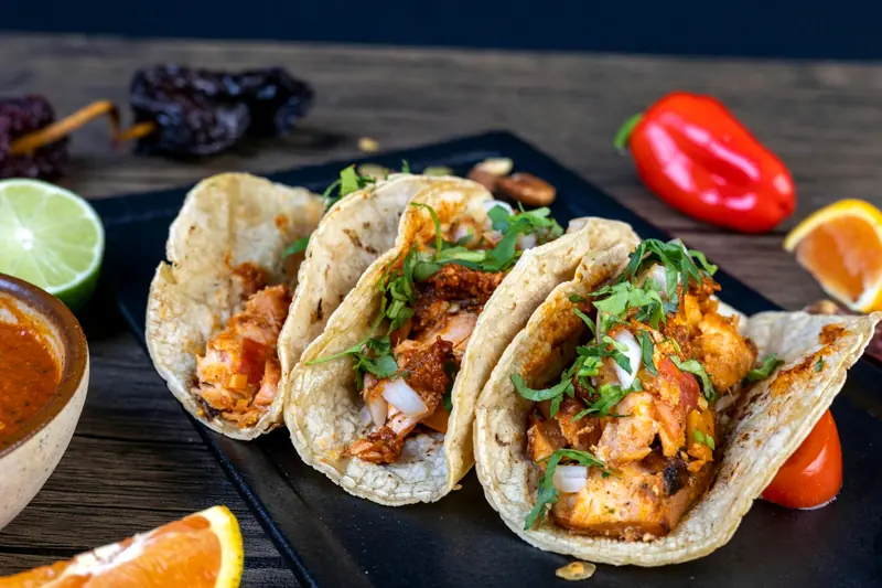 Mexican tacos with lime and chilli